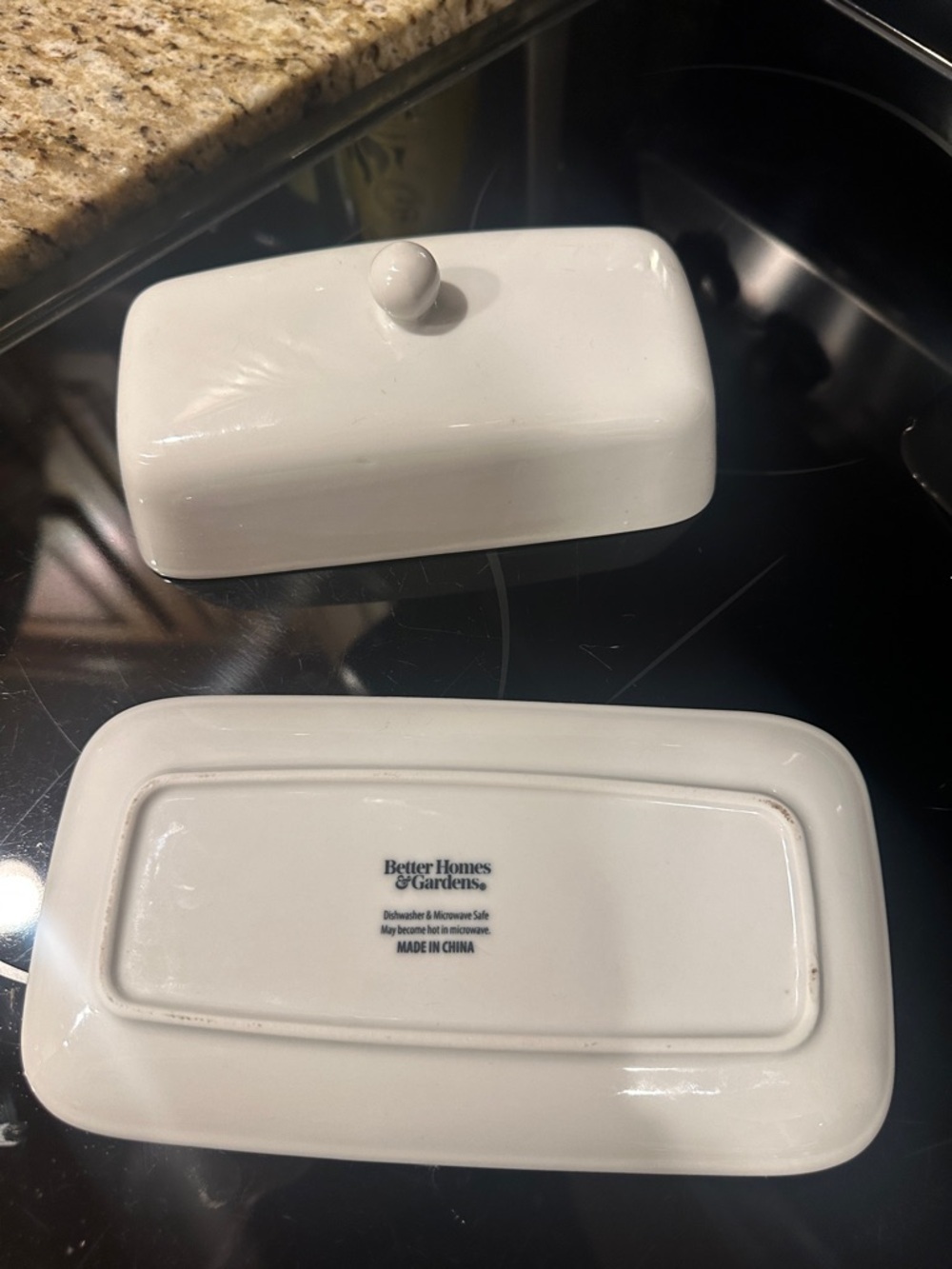 White Ceramic Butter Dish with Lid - Picture 4 of 6
